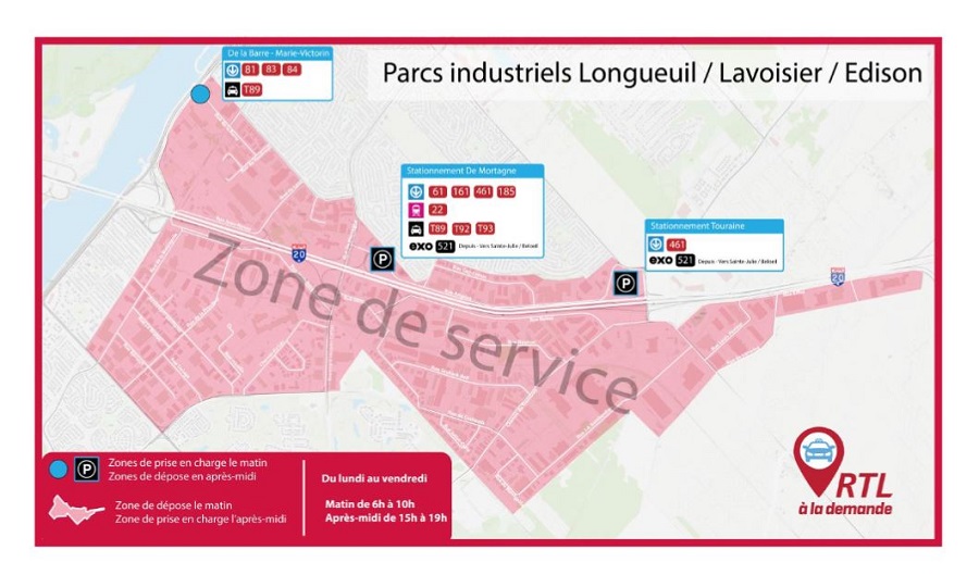 RTL à la demande offert aux parcs industriels de Longueuil et Boucherville