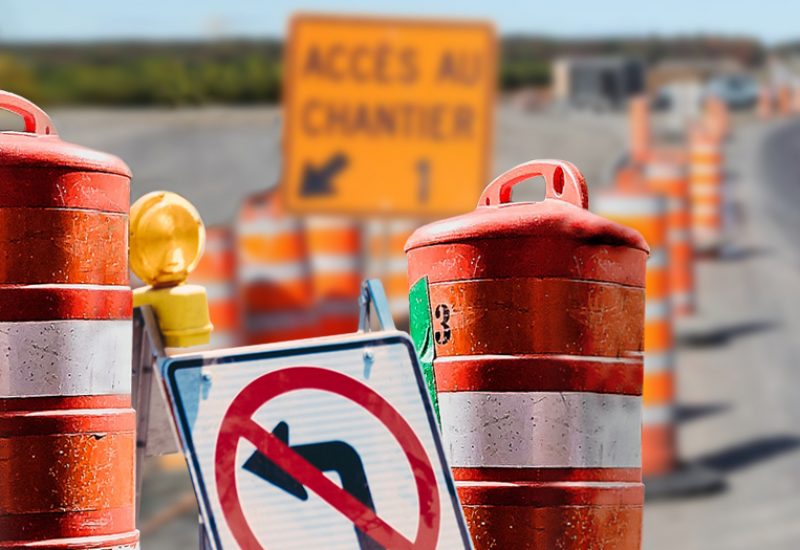 Une longue période de travaux routiers près de Promenades Saint-Bruno