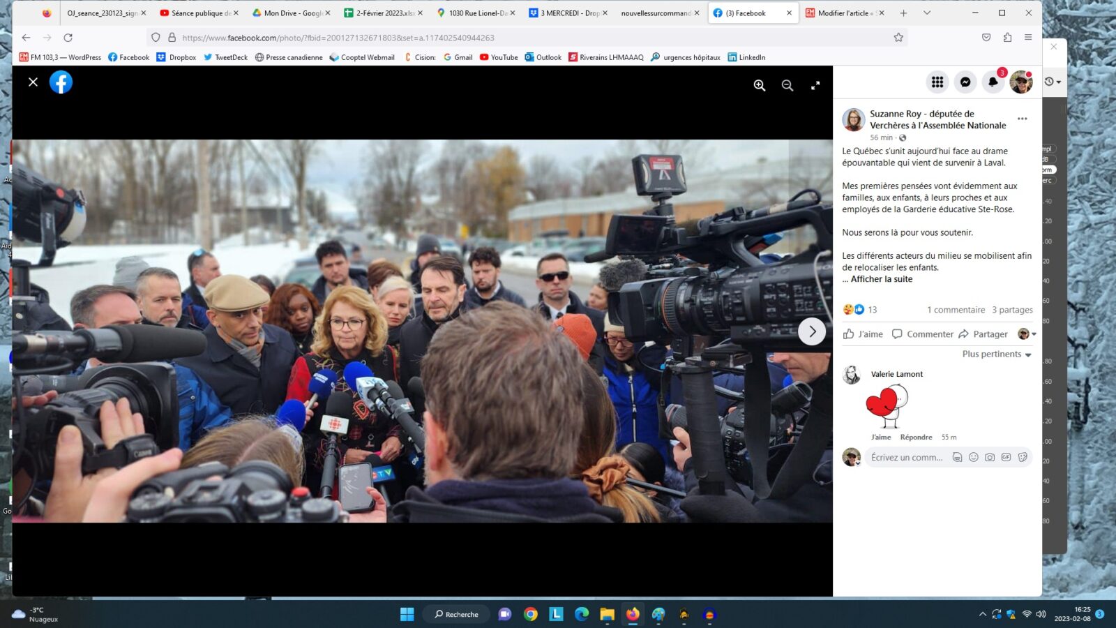 Suzanne Roy est avec les familles des victimes du drame de Laval