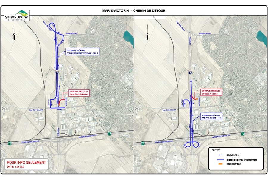 Des détours à cause de fermetures sur l’autoroute 30