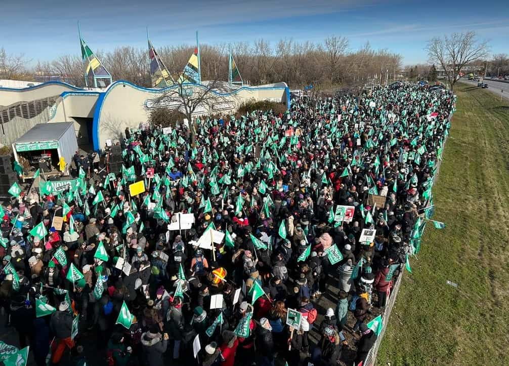 Des milliers de grévistes au parc Marie-Victorin à Longueuil