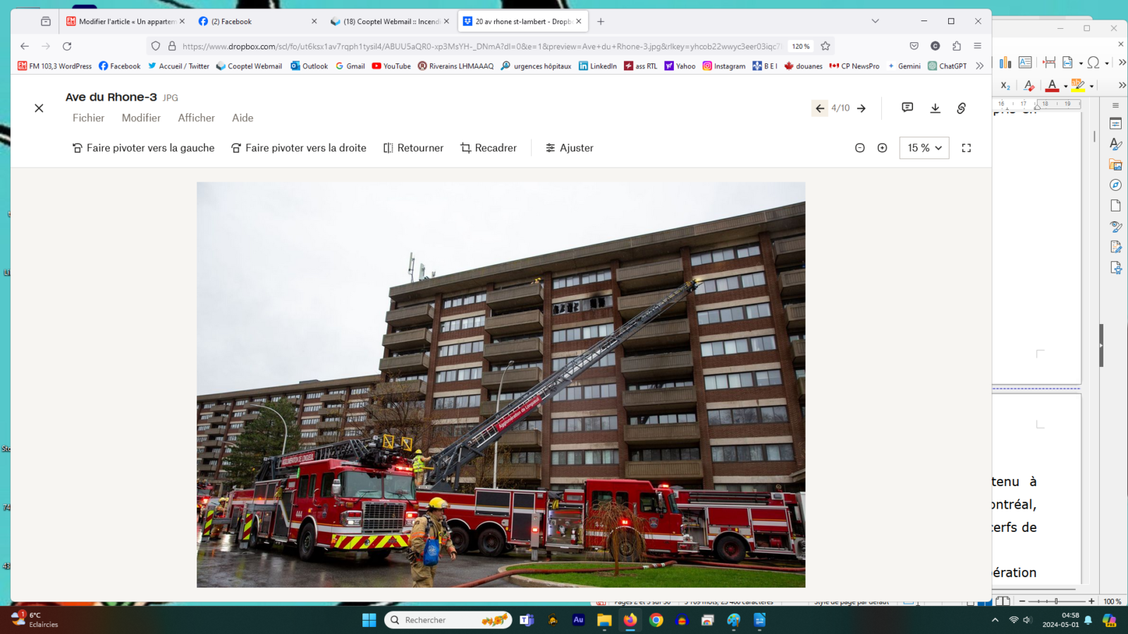 Un appartement endommagé par le feu à St-Lambert