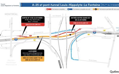 Fermetures de l’autoroute 25 pendant la fin de semaine du 1er novembre