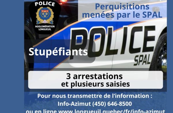 Plusieurs arrestations dans l’Agglomération de Longueuil en lien avec du trafic de stupéfiants