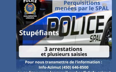 Plusieurs arrestations dans l’Agglomération de Longueuil en lien avec du trafic de stupéfiants