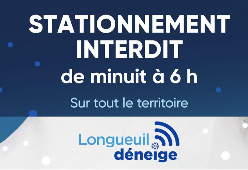 Stationnement interdit à Longueuil pour opération de déneigement du 8 au 9 décembre