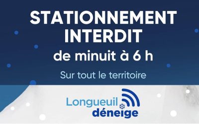 Stationnement interdit à Longueuil pour opération de déneigement du 8 au 9 décembre