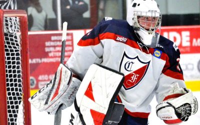 Le gardien de but Mathis Lacroix-Goulet a arrêté les 15 tirs dirigés vers lui lors de la victoire.
Photo: Justin Gervais