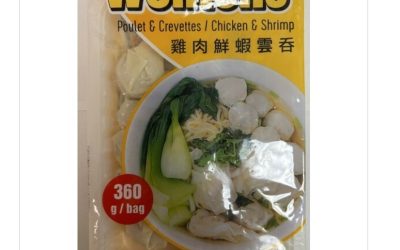 Avis de rappel d'aliment Wonton poulet-crevettes contaminé