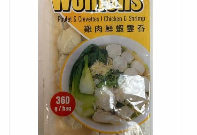 Avis de rappel d'aliment Wonton poulet-crevettes contaminé